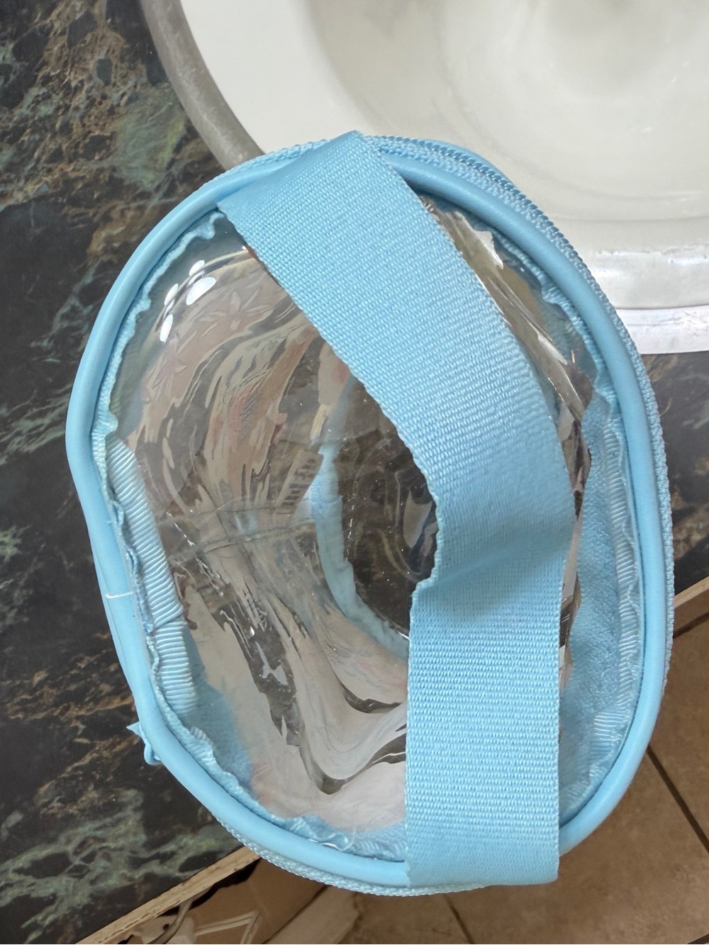 Vera Bradley Clear Beach Print Cosmetic Pouch with Light Blue Trim - Picture 4 of 4